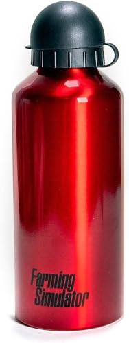 Farming Simulator Simulatore agricolo - Borraccia da 600 ml, in alluminio, colore rosso, per bevande fredde
