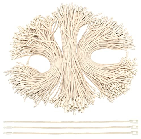 Lot de 300 cordons en coton de 19,3 cm pour étiquettes de prix, étiquettes à suspendre, mousqueton, attaches rapides à attacher pour vêtements, étiquettes de chaussures, étiquettes de bagages