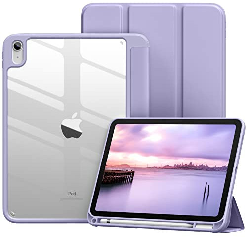 Vobafe Case for iPad A16 11th Generation 11 inch 2025/iPad 10th Generation 10.9 inch 2022, PC Clear Back Cover, Trifold Stand for iPad 11th/10th Gen with Pencil Holder, Auto Wake/Sleep, Lavender