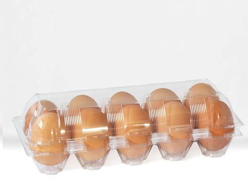eivolution ClearPack 10er Eierschachtel für Hühnereier in den Größen S, M & L - Recycelt - Kunststoff - Platzsparend stapelbare Eierkartons - 100 Stück