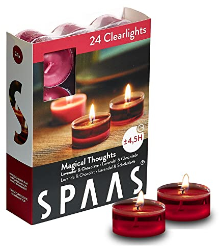 24 SPAAS© Duftkerzen in Geschenkverpackung 4,5 h Brenndauer Clearlights Duft Teelicht Duftlicht Kerzen (Magical Thoughts (Lavendel/Schokolade))