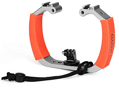 Movo GB-U70T Underwater Diving Rig for GoPro Hero with Cold Shoe Mounts, Wrist Strap - Works with HERO6, HERO7, HERO8, HERO9, HERO10, HERO11, and Osmo Action Cam - Scuba GoPro Accessory (Tangerine)