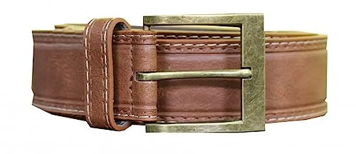 D555 Mens Dylan Big Tall Tan Bonded Leather Metal Buckle Belt - 44