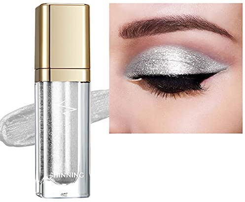 Flüssiger Lidschatten,Flüssiger Lidschatten Glitzer,Flüssiger Lidschatten Wasserfest,Liquid Eyeshadow Makeup Langlebige Shiny Glitter Wasserdicht Schimmer (Diamant Weiß)