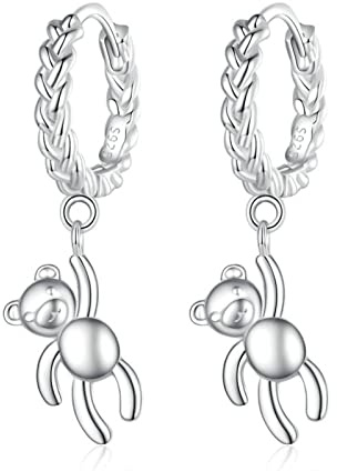 BEDT 925 Sterling Silber Geflochtene Textur Verdrehte Ohrschnallen Silber Bär Ohrringe Für Frauen Schmuck