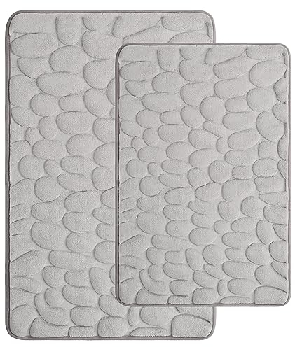 jianyana Memory Foam Badteppich 2-Teiliges Set Upgrade rutschfeste Badezimmermatten 40x60cm+50x80cm, Maschinenwaschbar Superweicher Badteppich Set