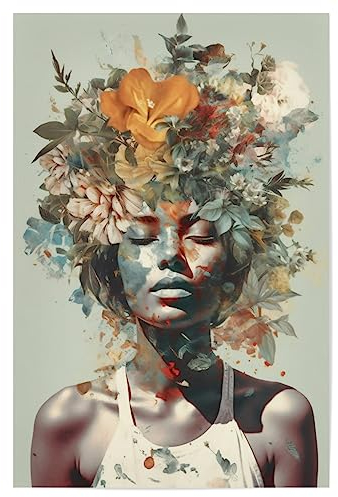 artboxONE Poster 75x50 cm Natur Pop floral Portrait - Bild ago Art Print Blumen Frau gemälde blumenkopf
