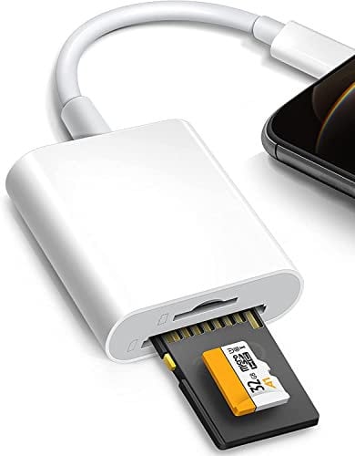 Lighting to SD/TF Card Reader for iPhone iPad,SD Card Reader for iPhone 14/13/12/11 iPad,Card Reader,USB Flash Drive,Plug and Play,Support iOS 9-15 Later,Plug and Play