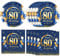 40PCS 80th Birthday Decorations forMen 80th Birthday Decorations Navy Blue and Gold Theme Party Supplies Include Plates and Napkins For 80 Years Old Party Supplies Gifts
