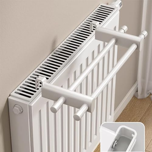 EUPXRHY Handtuchhalter Heizkörper, Handtuchtrockner Heizkörper, Handtuchhalter Heizung Einhängen, Heizkörper Regal, Handtuchhalter für Flachheizkörper, Doppelbalken,Hook Fixation,90cm