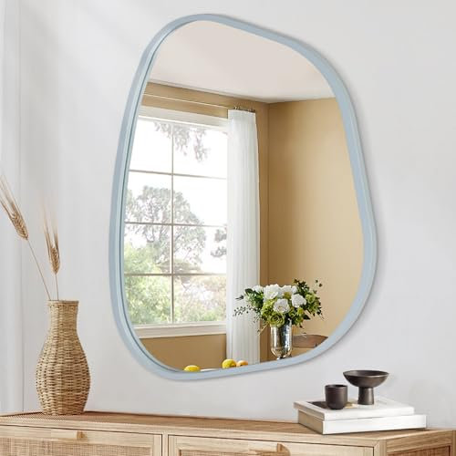 Asymmetrischer Spiegel Unregelmäßiger Wandspiegel Moderner Holzrahmen Einzigartige Form Wandmontierter Eitelkeits-Spiegel Künstlerischer Spiegel Dekorativ für Wohnzimmer-Schlafzimmer-Badezimmer Groß