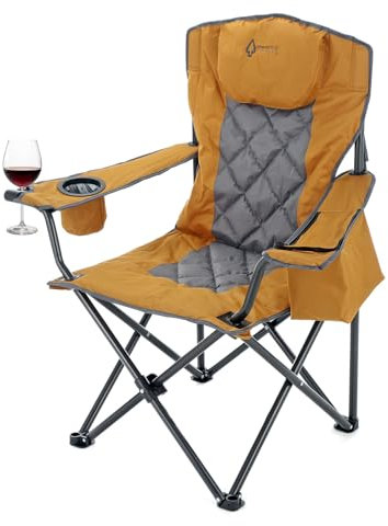 ARROWHEAD OUTDOOR Armest Campingstuhl, zusammenklappbar, mit Kopfstütze, Glas- und Getränkehalter, robuste Tragetasche, Tragkraft: 250 kg
