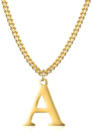 Symretie Goldkette mit Buchstaben A,14K Gold Vergoldet Initial Halskette,Edelstahl Kette mit A,Gold kettenanhänger kette für Damen Mädchen