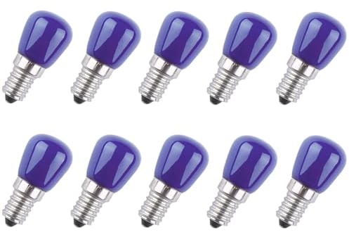 WULUN 10 paquetes de bombillas LED E14, 3w, 220v, electrodomésticos, refrigeradores, piezas de repuesto para campana extractora, (azul)