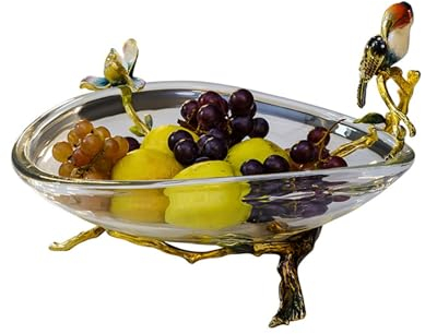 Canasta de frutas Plato de fruta de cristal de cristal, bandeja de dulces transparente simple y moderna, plato hondo moderno con patas creativas, pudín, bagatela, tazón for servir postre, plato, ensal