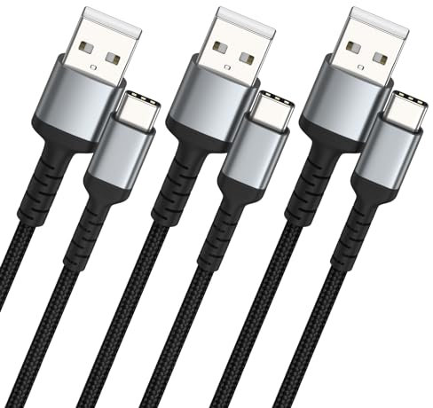 ULIFTUS USB C Charger Cable [1M 3Pack], Braided Type C 3A Fast Charging Cord USB A to USB C Lead for Samsung Galaxy S23 S22 S21 S20 S10 S9 S8 Plus Note 10 9 8, Huawei, Pixel, Xiaomi, Sony