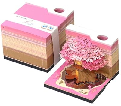 3D Memo Pad Kalender 2024, Zeitmesser Kalender 3D Reißbare Haftnotizen Papier, Schreibtischkalender Memo Pad mit LED-Lichtern für Desktop Dekoration