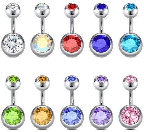 Rajnard Bauchnabelpiercing Chirurgenstahl und Schwangerschaft Piercing Bauchnabel 6/8/10/12/14/16/18/25/32/38mm 14G 1,6mm Silber Acryl Flexible Kunststoff Banane Piercing Schmuck