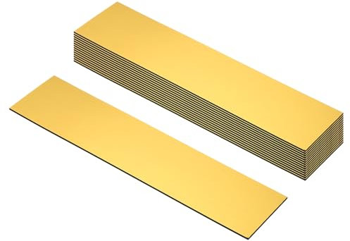PATIKIL 8x2inch Blank Name Plates, 15Pcs Custom Engraved Name Plate Rectangle Laser Engraving Blanks for Personalized Office Desk DIY Painting Supplies, Brushed Gold, Black