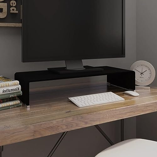 Juroupi TV-Tisch/Bildschirmerhöhung Glas Schwarz 70x30x13 cm Konsole FüR Tv Fernsehtisch Schmal Monitor Riser