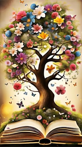 ARTGOTO Diamond Painting Eckige Steine Groß XXL Bilder Erwachsene,40x70cm Baum des Lebens B,5D Diamant Painting Set Viereckige Quadratische Steine mit Zubehör Für Wohnzimmer Dekoration