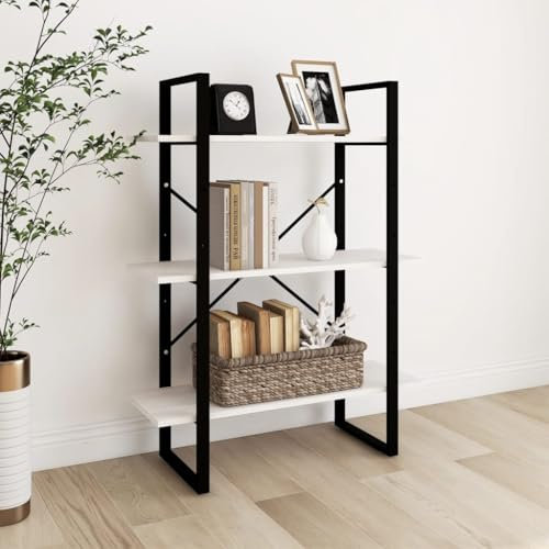 FUDUGEHMIOFWFJJ Gaming Room,eckkommode,Bücherregal 3 Fächer Weiß 80x30x105 cm Massivholz KieferGeeignet für Bad, Küche, Schlafzimmer