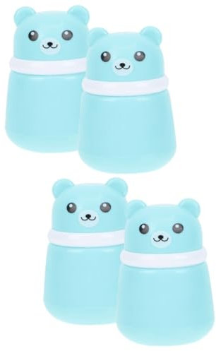 Gogogmee 4 Stück Bär Puderquaste Box Babypuderetui Talkumpuderfläschchen für Kleinkinder -Puff puder dose Babypuder-Box Reisepulverbehälter Behälter für Körperpuderquasten Blue