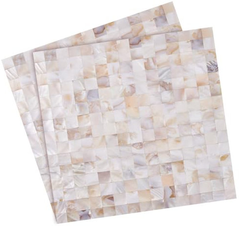 GOMAKERER 2 Blatt Perlmutt Mosaikfliesen Zum Abziehen Aufkleben Selbstklebende Mosaik Muschel Wandfliesen Aus Papier Muschel-Mosaikfliesen Für Die Küchen Badezimmer Wanddekoration 11.8cm