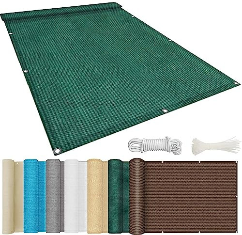 Balkon-Sichtschutz, 75 x 550 cm, erweiterbar, Raumteiler für Garten, Zaun, Balkon und Terrasse, wetterfest, dunkelgrün, Schutzgitter für verbesserten Schutz im Freien