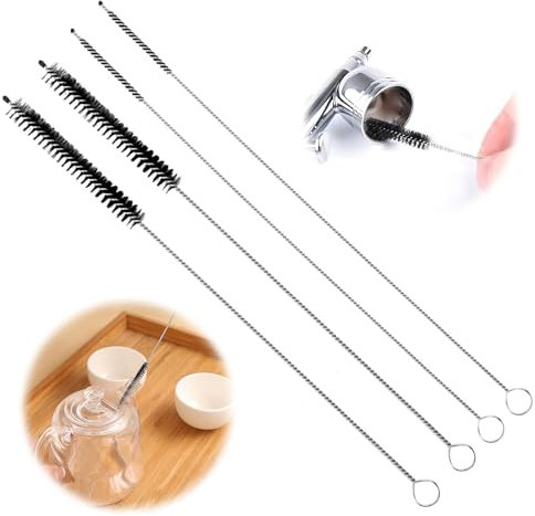 4PCS Largo Nylon Cepillos de Botella Cepillos de Limpieza de 3 mm y 7 mm Tubo Limpieza del Sistema de Cepillo Cepillo de Limpieza para Cafetera para Manguera de Leche Caño de Cafeteras Automáticas