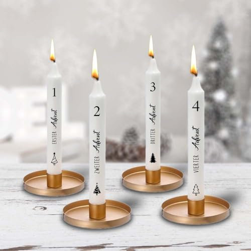 Verschiedene Weihnachten Set Kerze Stabkerzen fertig bedruckt kein Kerzentattoo Wasserschiebefolie oder Tattoofolie Kerzen für Kerzentattoos (1 mal 1-4 Advent)