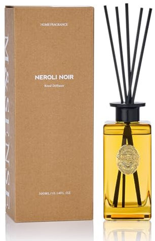 M&SENSE 300ml Raumduft Neroli Noir Duft|Reed Diffuser mit 7 Duftstäbchen|Luxus Lufterfrischer für Badezimmer,Wohnung,Heimdekoration|Raumduft Stäbchen