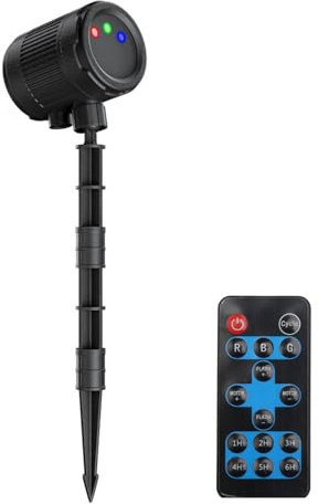 diceevil Laser Garden Star Projector Light, Red Green Blue 3 Color Changing Laser Motion Laser Projector Lights with Remote Control for Festival Party Decor, Outdoor Motion Firefly Lights