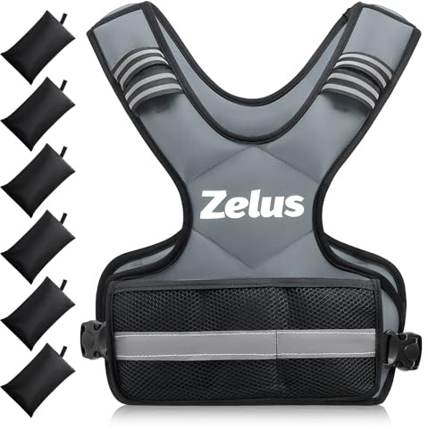 ZELUS Weighted Vest for Men and Women, Adjustable Body Weight Vest Exercise Set for Workouts, 1.8-4.5kg Vest with 6 Ironsand Weights for Cardio Strength Training Walking Jogging, Grey