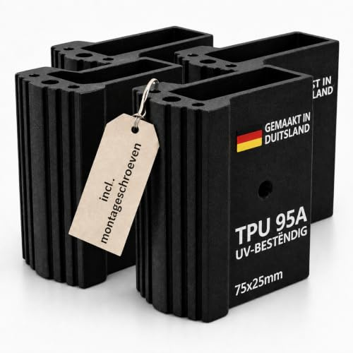 DRUCK SOLUTIONS Leiterfüße 4er Set | Ersatzfüße Aussenschuhe aus TPU für Traversen & Aluleitern — rutschfest, UV-Beständig, Hitzebeständig bis 90°C | Made in Germany | inkl. Befestigungsschrauben