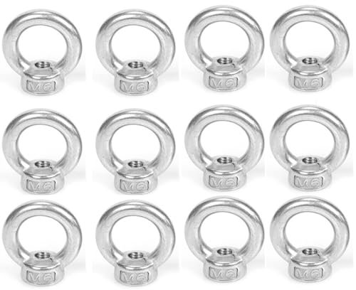 12 Stück Ringmutter M6, 304 Edelstahl, Hebegeräte Zubehör Seilmontage Hebezubehö,für Hubringmutter for Befestigen Sie hängende Ornamente, Blumentöpfe, Schaukelständer usw