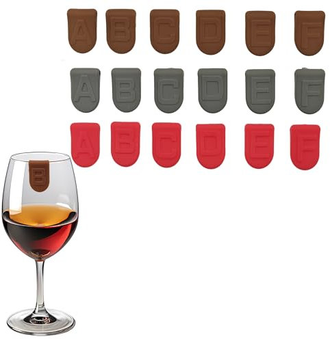 SEABABOO Glasmarkierer Silikon 18 Stück Glas Markierung Wiederverwendbarer Glasmarker Gläser Markierung Becher Markierung Glasmarkierer Silikon für Weingläser Sektgläser Getränkegläser