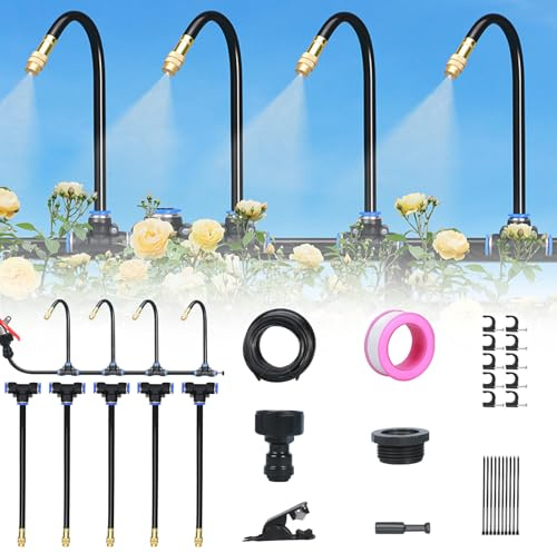 Bewässerungssystem Garten Set, 360° Vollverstellung Automatische Bewässerung Tropfbewässerung, 2025 Neu Automatische Sprinkler für Bewässerung Pflanzen Tropfchenbewässerung Gewächshaus (5 Meter)