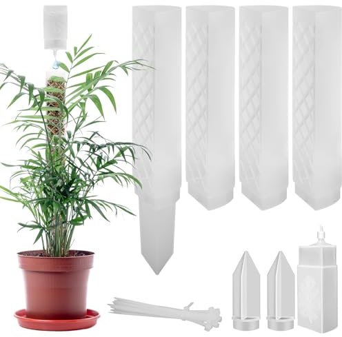 FAELNK Pali di Muschio di Plastica Sfagno per Palo Moss Pole Muschio Bastoncini per Pianteimpilabili in Plastica con Piante Supporto per l'irrigazione Fascette (Bianco)