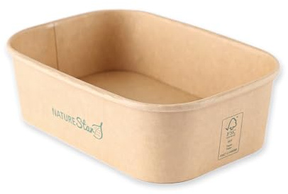 50 Stück NATUREStar Schalen Takeaway | Kraftpapier/PE, FSC®-Mix, Packung, braun, L: 17,2 cm, B: 12 cm, H: 5 cm, V: 650 ml, Kraftpapier Schale, Take Away, Einmal Schüsseln