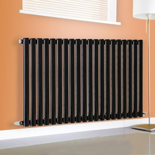 Horizontal Vertical Designer Radiator Oval Column White Anthracite Tall Upright Rads (Single - 400 x 1200mm, Black)