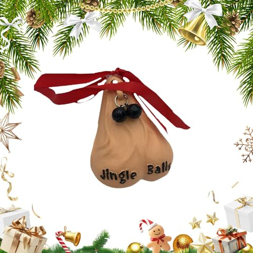2 PCS 3D Rude Christmas Tree Decorations,bell Egg Funny Christmas Tree Baubles Rude Gifts Xmas Baubles Xmas Ornaments Decorations Parties and Gatherings Ornaments Decorating Balls Bell