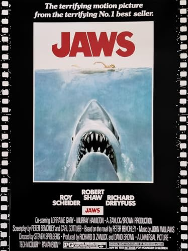 KUSTOM ART Dekoratives Wandposter Serie Poster Film Promis Jaws Der Hai Druck auf Karton 40 x 30 cm ohne Rahmen