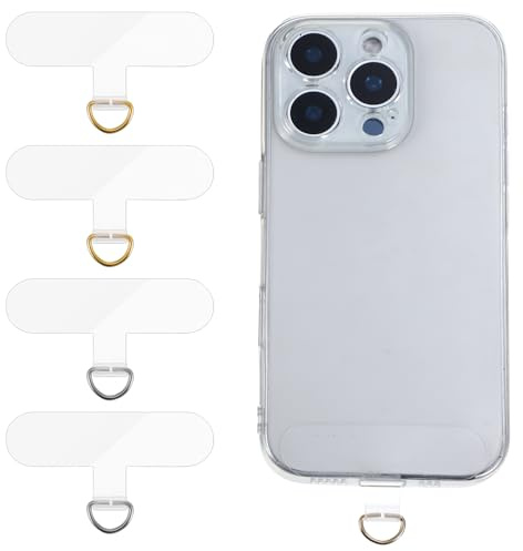 CIATBYYJ 4 Stück Transparent Handykette Halterung,Edelstahl Handykette Universalpads,Ultradünn Handy Kette,Transparent Multifunktional Handy Lanyard Patch für die Meisten Smartphones