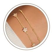 Turandoss Armband Gold Damen, Kleeblatt Armband Gold Armband Mädchen | Kleeblatt Armband Damen, Evil Eye Armband Set, Armbänder Blumen Gold, Schmuck Geschenk für Frauen Mädchen