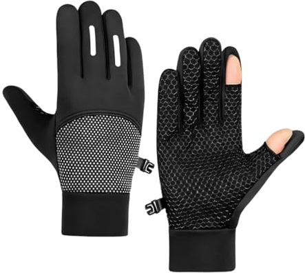 Gants de Pêche Antidérapant,1 Paire de Gants Imperméables et Chauds Compatibles avec les Écrans Tactiles,avec Protection des Doigts,pour Pêche Hivernale par Temps Froid et Glace,Kayak et Navigation