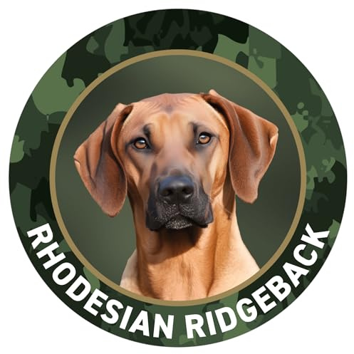 Rhodesian Ridgeback Hund Aufkleber, Premium Autoaufkleber, Sticker mit Schutzlamiat, UV- & witterungsbeständig, für Pkw, Autoscheibe und Innenbereich, Ø 10 cm - Made in Germany