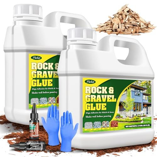 Gravel Glue With Dye - 2L Adhesive Fast-Drying Waterproof, Landscaping Mulch Glue, Gravel Binder & Pea Gravel Stabilizer for Garden, Yard, Patio, for Rocks, Mulch, Pebbles & Pine Straw