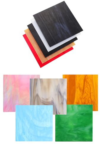 SHINEOFI Kathedralen Farbglas Kleine Bunte Glasplatten aus Mica mit Wasserwellenstruktur 10 Stück für Selbstgemacht Mosaik und Kirchenprojekte Zufällige Farbe