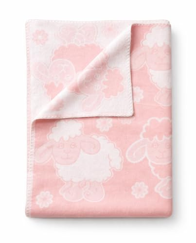 TextilBase 100x140 cm Babydecke aus 100% Baumwolle - Rosa Schafe | Kuscheldecke für Jungen & Mädchen, Baby Decke für Kinderwagen, OekoTex100 weiche Kinderdecke, Geburtsgeschenk für Neugeborene